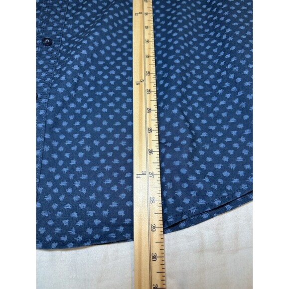 Woolrich Blue Geometric Short‎ Sleeve Button Up Pockets Shirt Men's SIZE LARGE - Picture 7 of 8